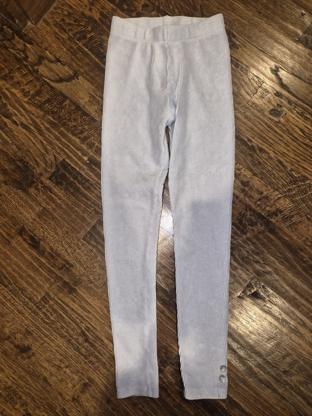 Girls Gymboree Pale Blue Ribbed Leggings with Ankle Button Accents Sz 10